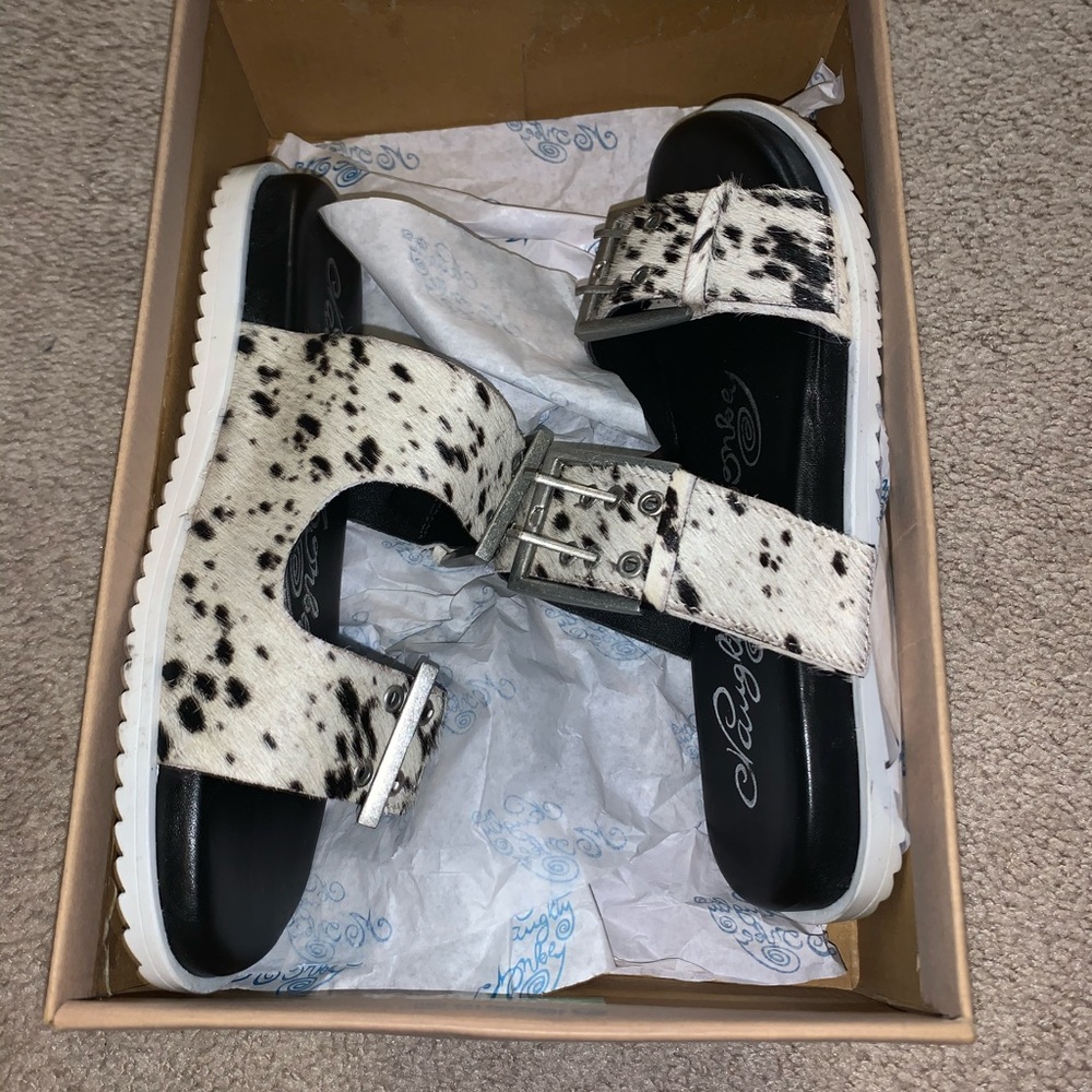 Faux hide sandals